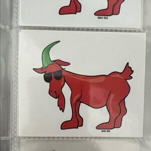 Red Goat Sticker with Green Horn